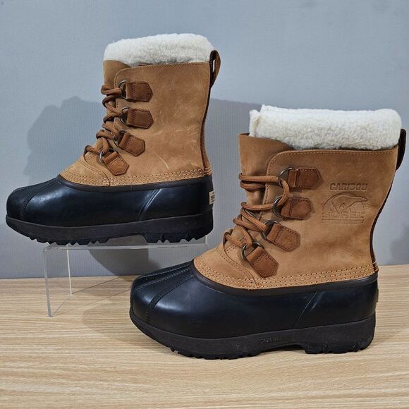 Sorel Boot Caribou II Winter Waterproof Womens Buff Tan Leather Size 9 Shoe - Picture 2 of 12